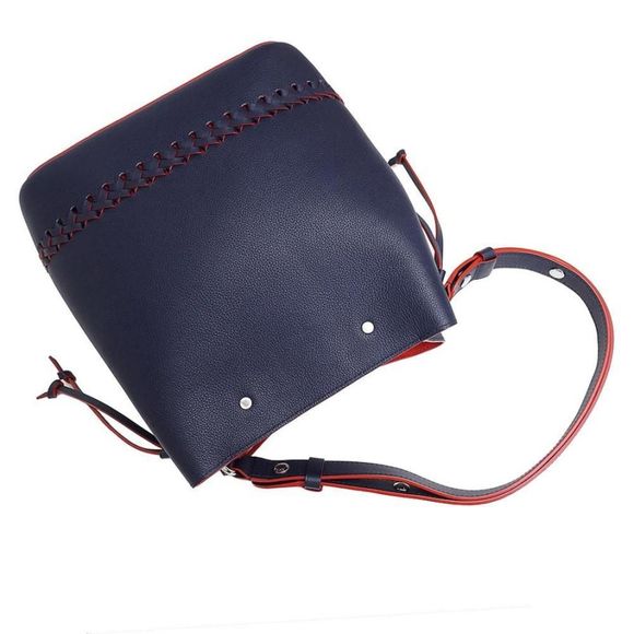 LockMe Bucket  Grain Calf Leather Diagonal Marine Rouge Navy - Picture 5 of 11